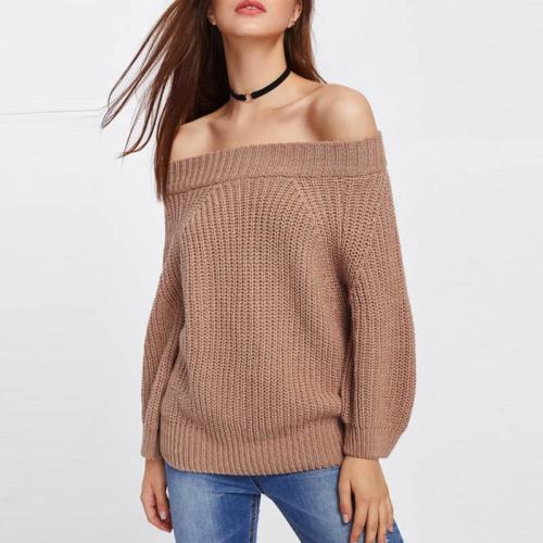 Off Shoulder  Plain  Elegant  Sweaters