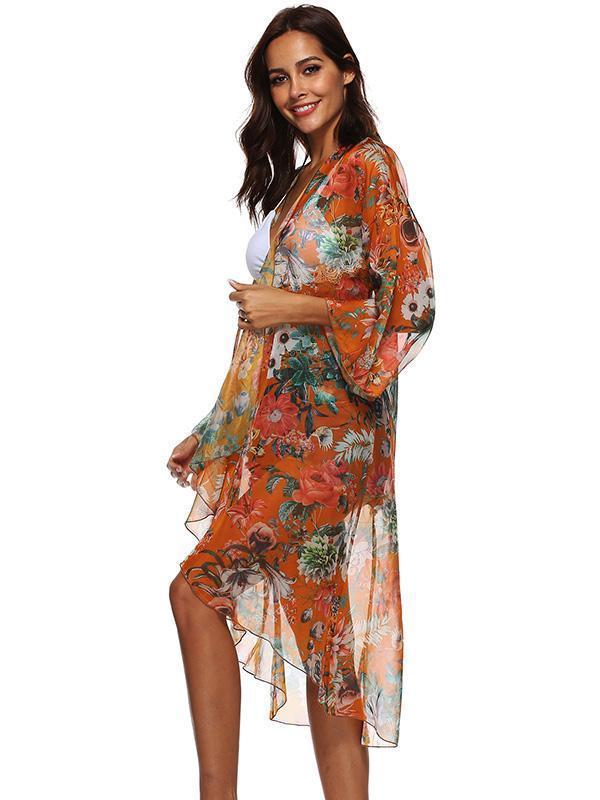 Fashion Flared Sleeves Cover-Up