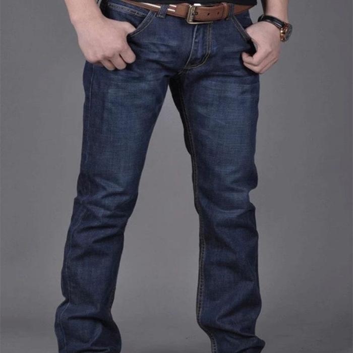 Ripped Plain Straight Mid-Rise Men's Jeans