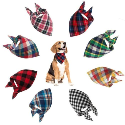 Pet Dog Bandana Small Large Dog Bibs Scarf Washable Cozy Cotton Plaid Printing Puppy Kerchief Bow Tie Pet Grooming Accessories