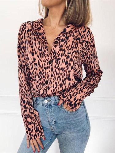 Casual Sexy Leopard Print Long Sleeve Chiffon Shirt