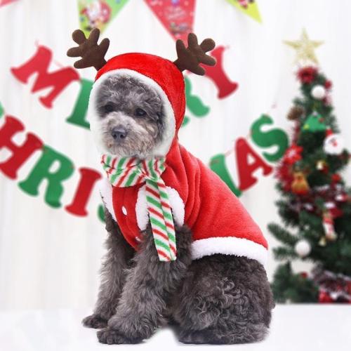 Cartoon Dog Clothes Christmas Dogs Clothing Pet Outfits Cute Spring Summer Fleece Milu Deer Print Small Cosplay Ropa Para Perro