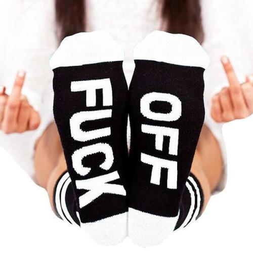 Fuck Off Casual Men And Women English Foot Letter Socks In Tube Cotton Socks