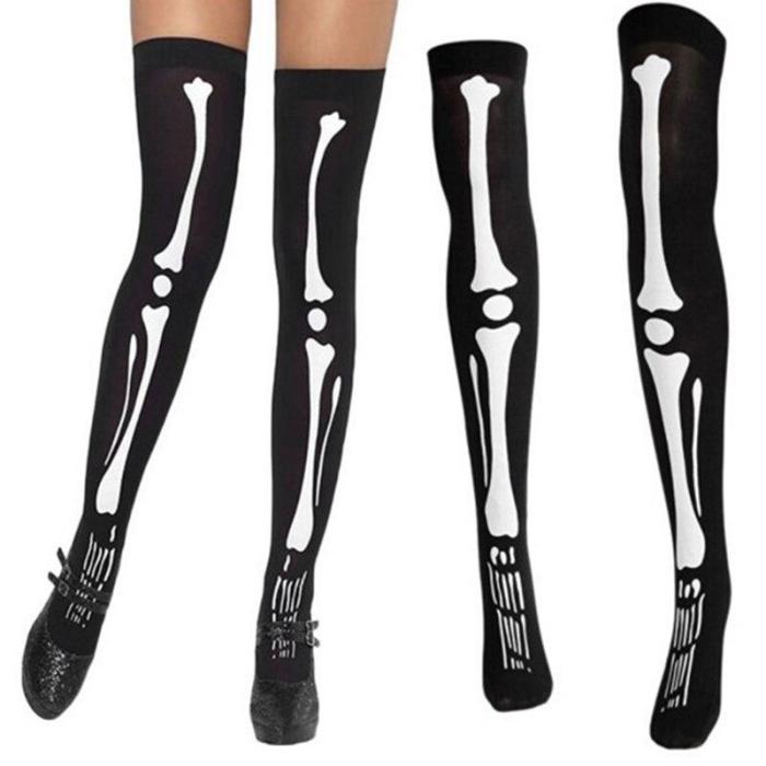Halloween Skeleton Woman socks Prom party Dress up bone sock  Ghost Festival cosplay Over the knee sockings Fashion trendy