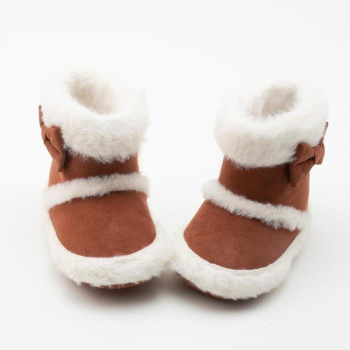 Baby Shoes Newborn Warm Winter Booties Christmas Socks Cute Bow Fleece Snow Boot Soft Toddler Boys Girls Anti-slip Crib Shoes