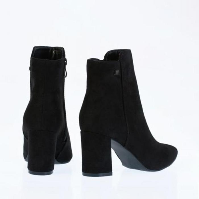 Women's Fashion Solid Color Suede Side Zip Ankle Boots