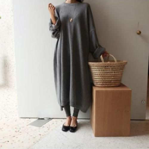 Fashion Casual Loose Thicker Knitted Maxi Dress