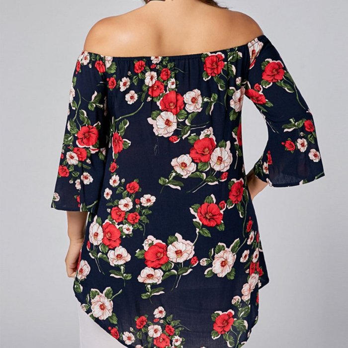 Women Casual Floral Printed Blouse Plus Size Tops