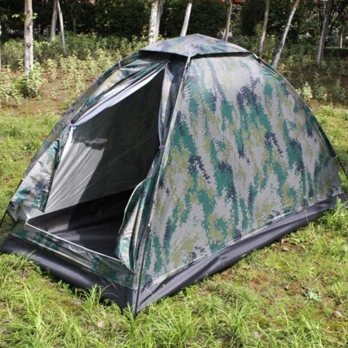 Outdoor Camouflage Tent Beach Tent Camping Tent for 1 Person Single Layer Polyester Fabric Waterproof Tents Carry Bag