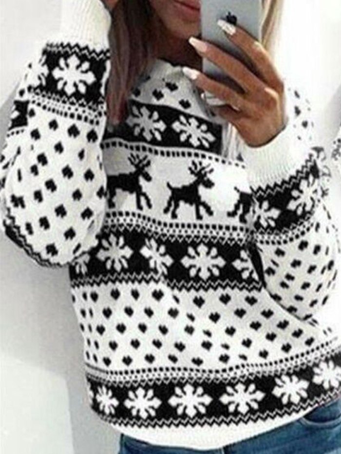 Fawn Print Christmas Sweater
