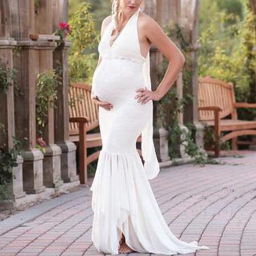 Maternity Halter V-Neck Photoshoot Gowns