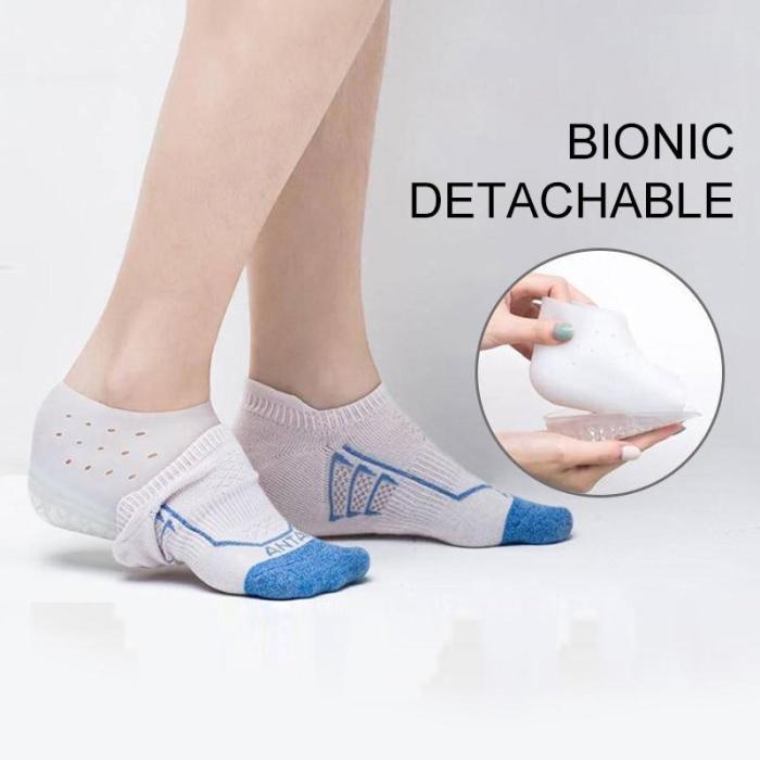 1 Pair Silicone Invisible Height Lift Heel Pad Sock Liners Increase Insole Pain Relieve Foot Skin Care Tool Unisex Anti-Slippery