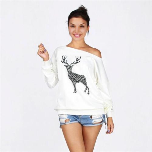 Scoop Neck Christmas Reindeer Sweater