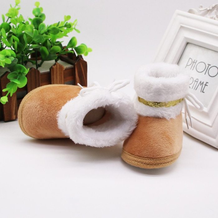 2020 Baby Girl Boys Shoes Newborn Baby Moccasins Shoes Non-slip Crib First Walker Cashmere Plush Winter Boots Baby Shoes 95