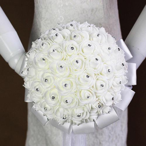 Artificial Wedding Bouquets Hand Made Rose Flower Rhinestone Bridesmaid Bridal Wedding Bouquet de mariage wedding accessories