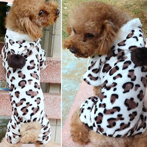Leopard Warm Winter Pet Dog Puppy Clothes Hoodies Dog Coat Sweater Jumpsuit Pajamas Outwear Pet Products