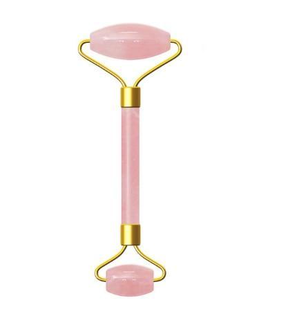 1PC Pink Crystal Stone Jade Roller Set Face Lift Massage Roller Facial Slimming Massager Natural Quartz Stone Neck Massage Tool