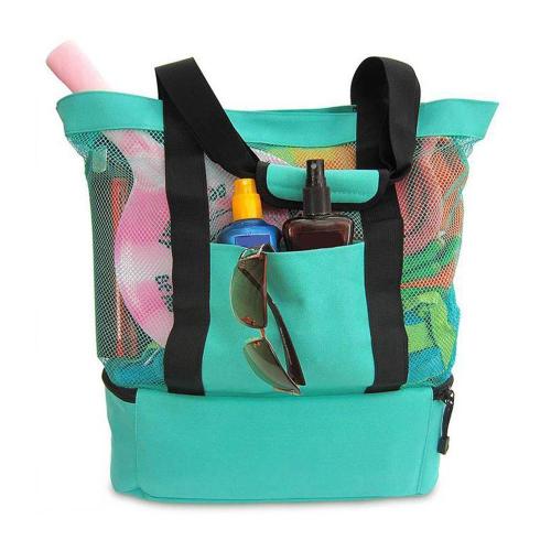 Foldable Big Capacity Outdoor Portable Picnic Beach Mesh Bags Handbag Storage Bag Park Toys Towel Clothes Organizer Swimming Bag