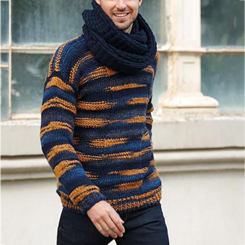 Men's fashion striped knit sweater