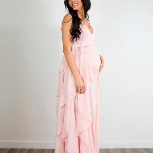 Photoshoot Gown With Chiffon Waves