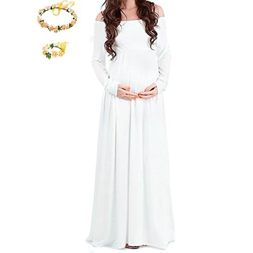 Maternity Dress Photo Sex Appeal One Word Collar Long Sleeve Slim Dress Tail