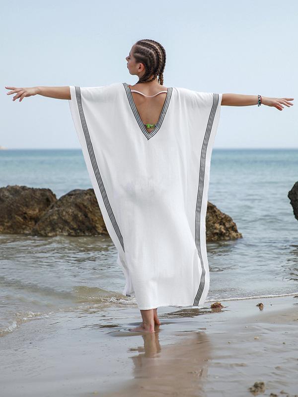 Loose Plus Size V-neck Beach Cover-ups