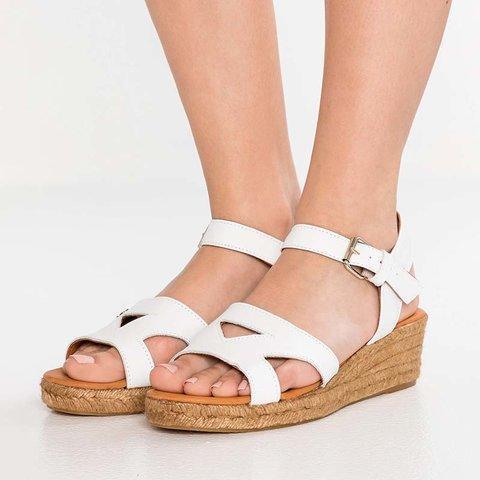 Plus Size Espadrille Peep Toe Wedge Buckle Sandals