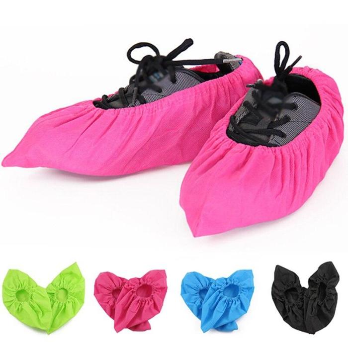 1 Pair Thicken Reusable Elastic Shoe Cover Home Indoor Antiskid Overshoes Student Non-woven Solid Color Dust Proof Feet Cover