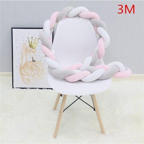 2M/3M  Knot Baby Bed Bumper Weaving Plush Infant Crib Cushion Baby Crib Protector Nursery Bed Bumper Room Decor