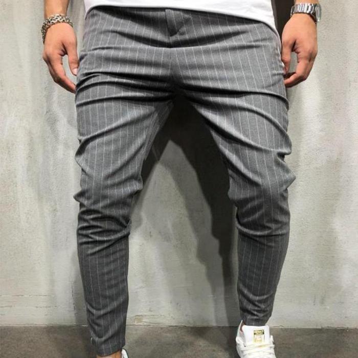 Fashion Stripe Color Blocking Slim Pencil Pants