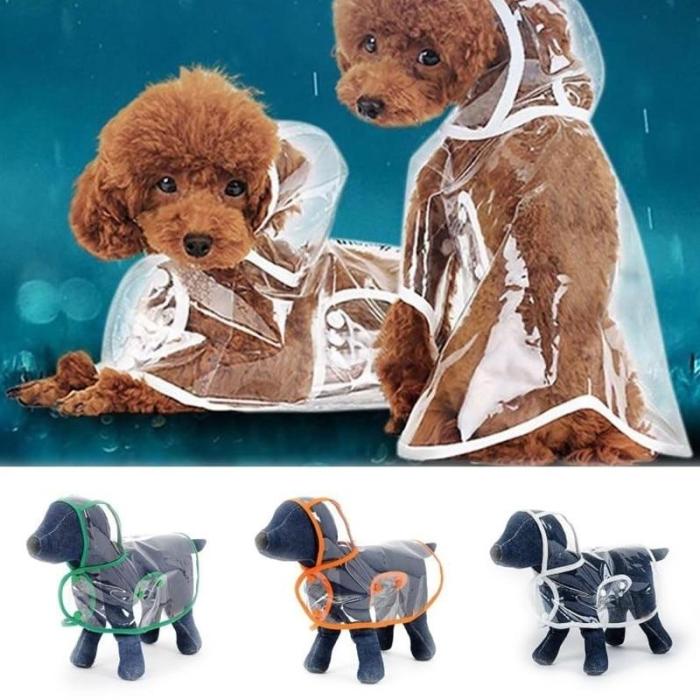 Pet Dog Puppy Transparent Rainwear Raincoat Pet Hooded Waterproof Jacket Clothes