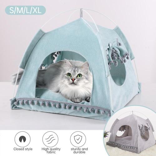 S-XL Dog Cat Soft Puppy Cushion Pads Pet Kennel House Pet Cat Dog Summer Nest Tent Ultra-soft Fabric Pet Sleeping Bed For S/M/L