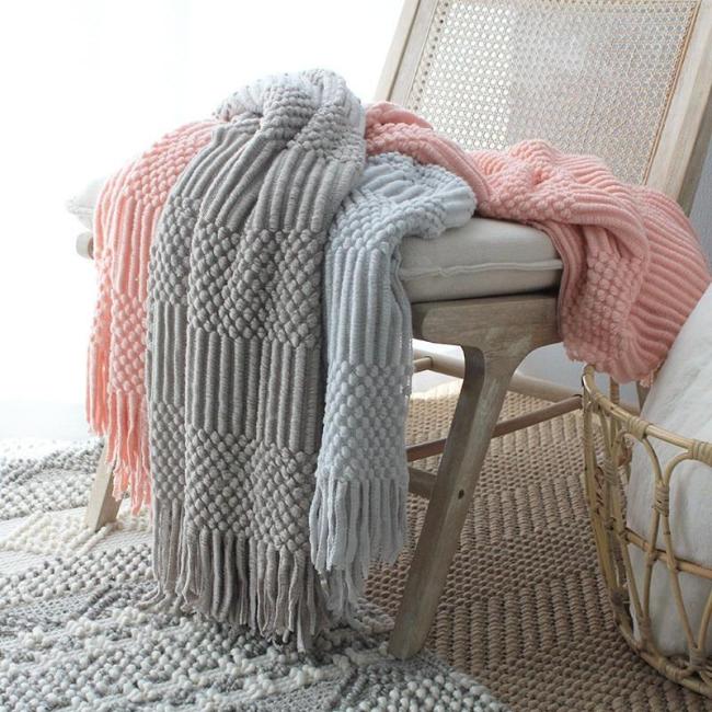 Pink Plaids Bed Sofa Cover Throw Thread Blanket Knitted Bedspread Europe Hubble-bubble Travel TV Nap Car Knit Blankets for Beds
