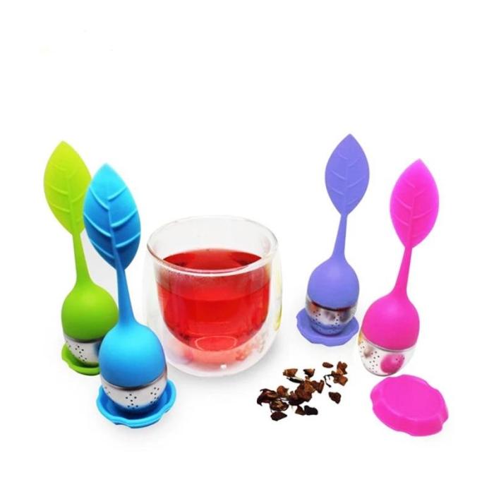 Silicone Tea Infuser Stainless Steel Cute Tea Ball Sweet Leaf Tea Strainer for Brewing Device Herbal Spice Filter Kitchen Tools