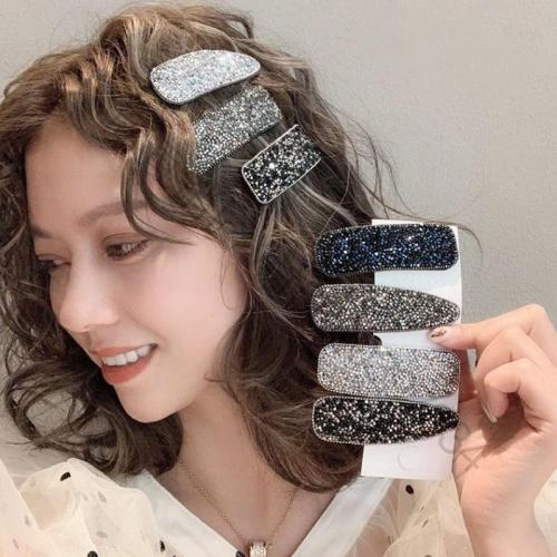 1Pcs Women Shining Crystal Rhinestone Hairpins Barrettes Girl Kids Cute Geometric Hair Clips Seed Beads Hairgrip Hair Accessorie