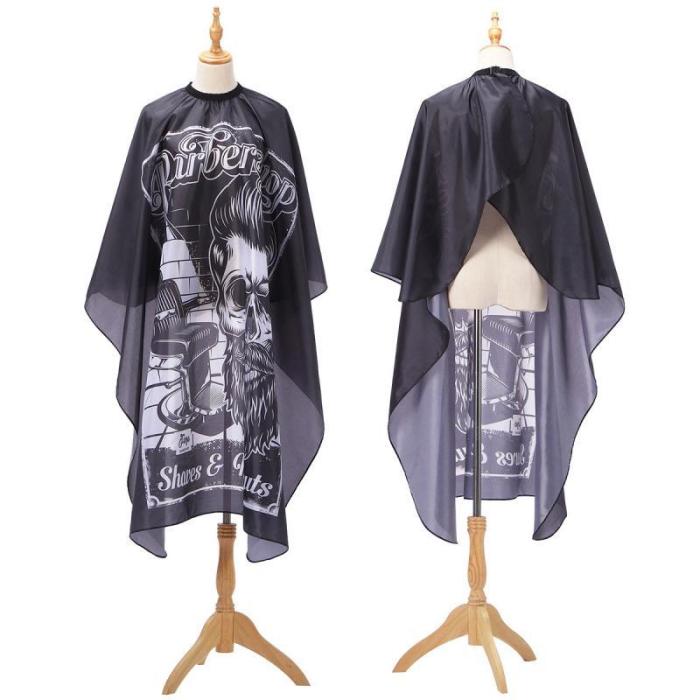 Haircut Hairdressing Barber Cloth Skull Man Pattern Apron Polyester Cape Hair Styling Design Supplies Salon Barber Gown