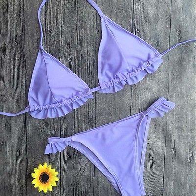 Purple Ruffle Mini Bikini Wear