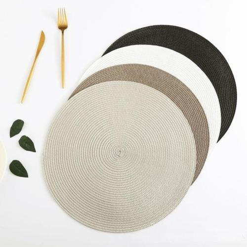 1pc Table Round Placemat Weave PP Dining Napkin Mats Bowl Pad Hotel Cutlery Table Decoration Tray Mat Braided Style Placemat