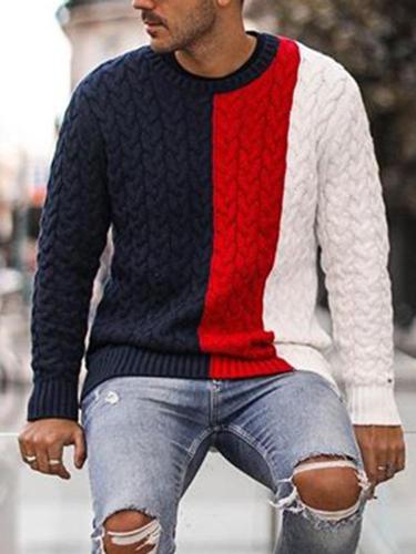Casual Colorblock Twist Men's Knit Sweater