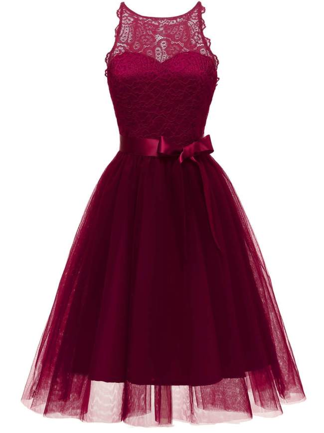 1950s Lace Belted Bow Swing Dress