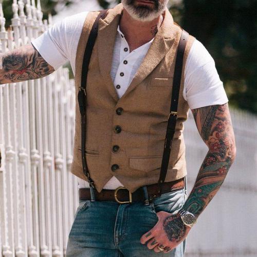 Men's Pocket Single Row Button Vest