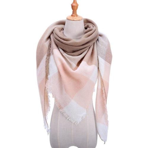 2020 Fashion winter warm Plaid Triangle Cashmere scarf for women Striped Blanket knitted shawl and Wraps Pashmina Female foulard