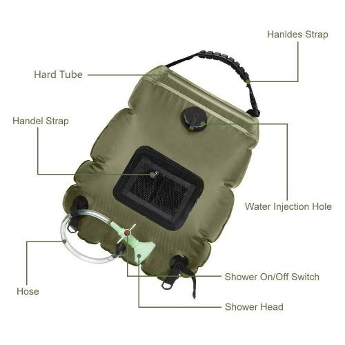 20L Portable Outdoor Solar Hot Shower Bag Heating Camping Shower Bag Camping  Shower Bath Water Bag Camp Shower Bag Ducha
