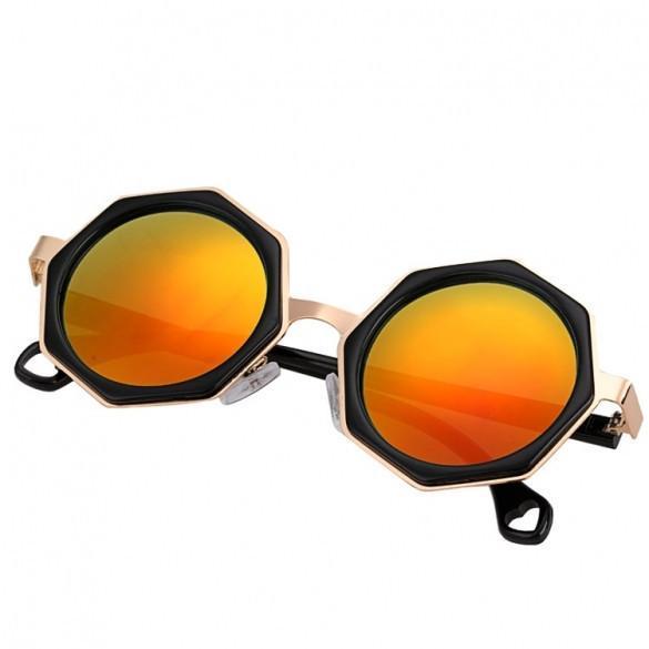 Fashion Cool Women Mirror Lenses Polygon Frame Sunglasses