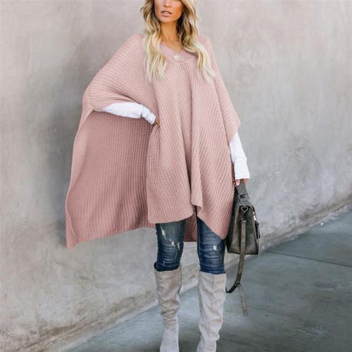 Casual Solid Color Cape Knit Sweater