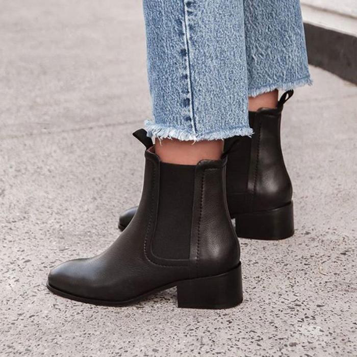 Women's Fashion Solid Chelsea Ankle Boots