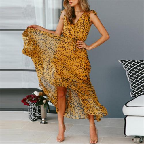 Women's Sexy Sling Deep V Leopard Printed Dresses