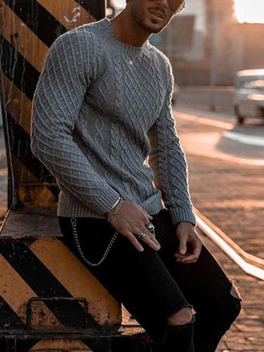 Men's Commuting Long Sleeve Round Neck Loose Sweater
