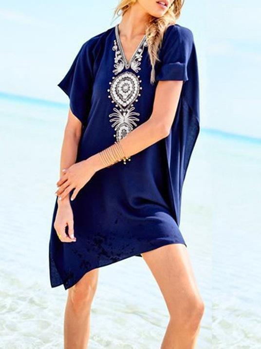 Loose Embroidered Kaftan Cover-up