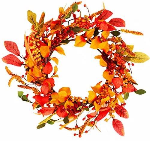 20 inch Artificial Fall Wreath Door Wreath Autumn Wreath Berry Wreath Fall Decorations